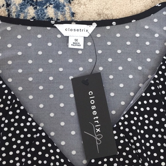 Plus Size Polka Dot Belted Fit & Flare Dress Black - Picture 5 of 7